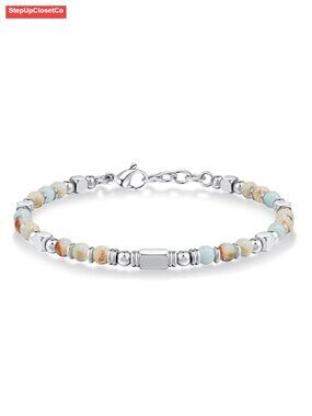 Boho Beaded Bracelets for Women Stainless Steel Link Bracelet Gift